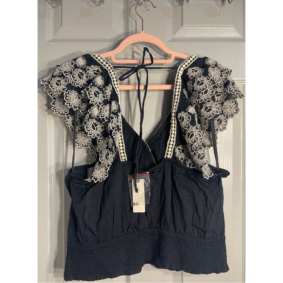 Anthropologie Embroidered Lace Blouse Black NWT Size XL - Picture 8 of 14
